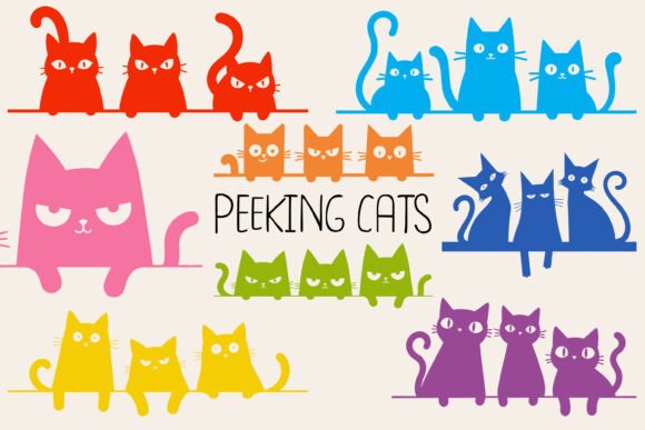 Add a Little Feline Attitude to Your Creative Projects with Free Peeking Cats PNG Bundle Cricut