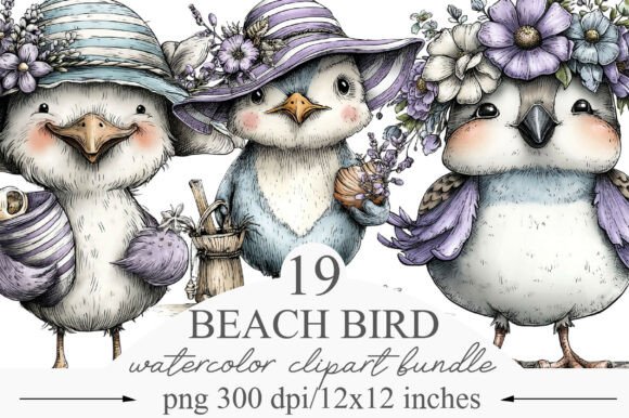 Beach Bird Whimsical Clipart Design: A Creative Resource for Artists and Businesses