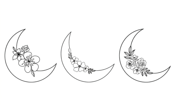 Crescent Moon Floral Line SVG Set – Create Stunning Crafts with Ease