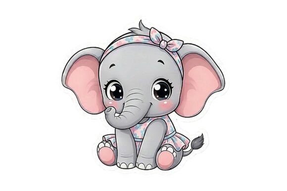 Cute Baby Elephant Girl in Dress