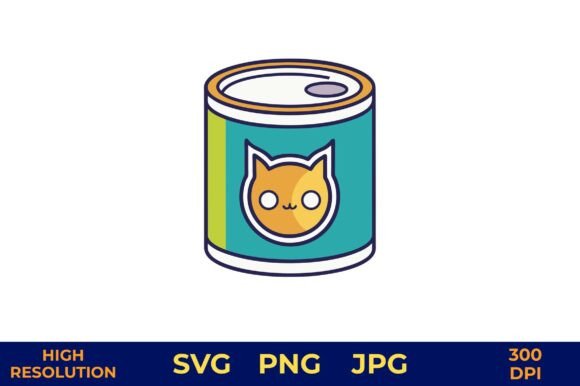 Cute Cat Food Can Vector Illustration
