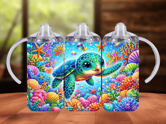 Cute Sea Turtle 12 Oz Tumbler Wrap PNG