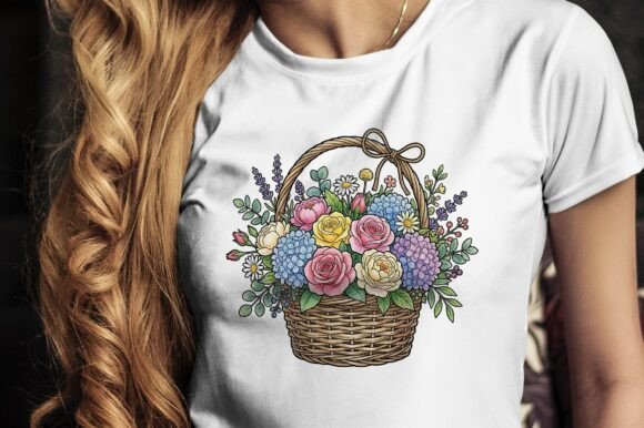 Floral Basket with Colorful Flowers: A Versatile Design for Creative Projects