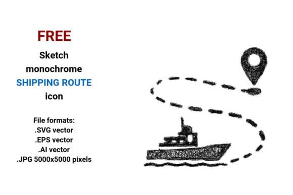 FREE Sketch Shipping Route Icon: A Versatile Design Resource for Modern UI Needs