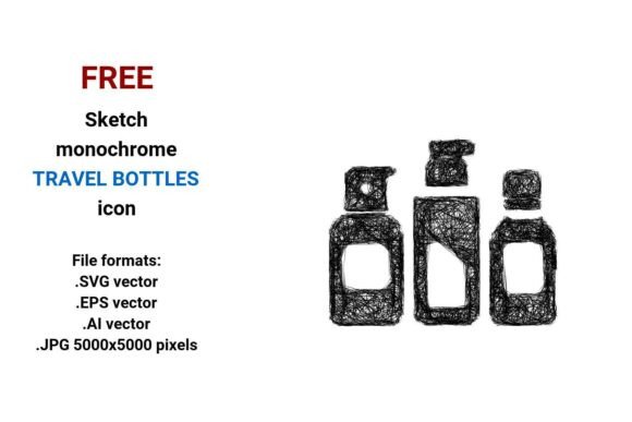 FREE Sketch Travel Bottles Icon: A Versatile Tool for Designers and Marketers