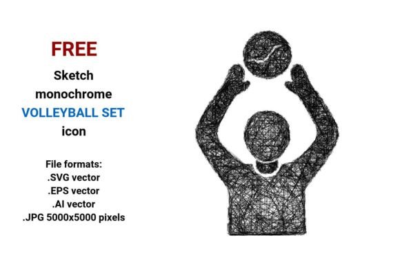 FREE Sketch Volleyball Set Icon: Minimal, Scalable, and Ready for Modern Design Workflows