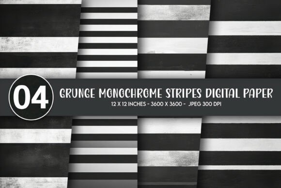Grunge Monochrome Stripes Digital Paper: A Versatile Design for Creative Projects