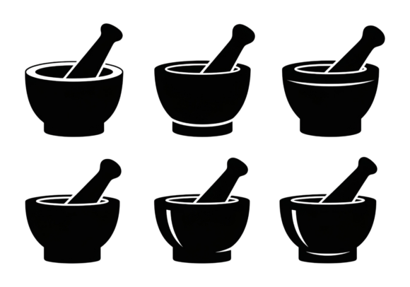 Mortar and Pestle Icons Set