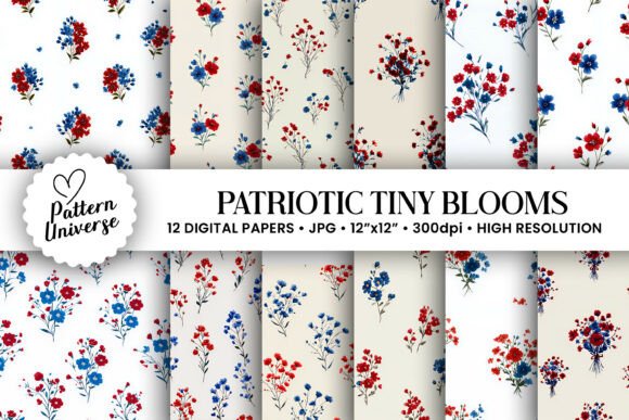 Patriotic Tiny Blooms Digital Paper – A Versatile Craft Resource