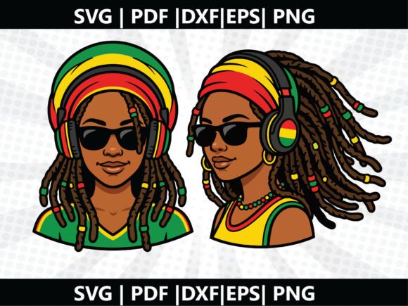 Rasta Afro Girl SVG Cricut Cut File