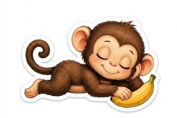 Sleeping Monkey with Banana Sticker PNG: A Practical Guide for Crafters and Designers