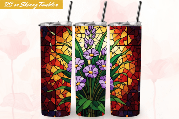 Stained Glass Lavender Flowers Tumbler: A Versatile Design for Custom Drinkware