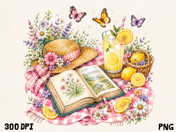 Summer Reading Floral Clipart PNG: A Creative Essential for Modern Designers