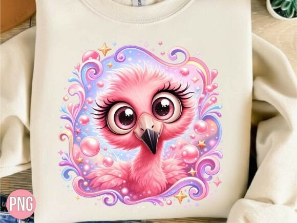 Tropical Cute Pink Baby Flamingo PNG