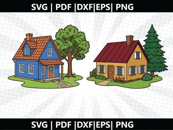 Village House SVG Cricut Cut File